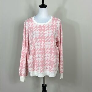 Brand new Crown & ivy Pink houndstooth sweater Size L